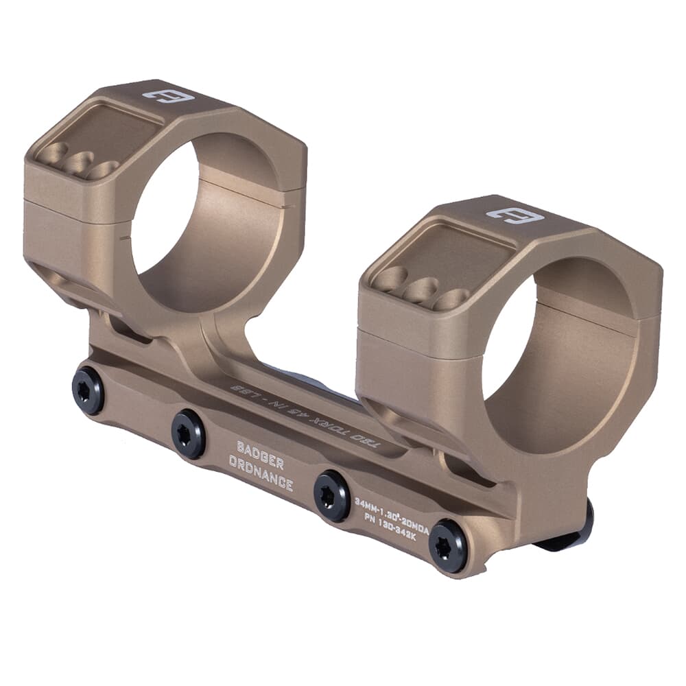 Badger Ordnance C.O.M.M. MAX 34mm 1.54&quot; 0MOA Tan Scope Mount 154-340K