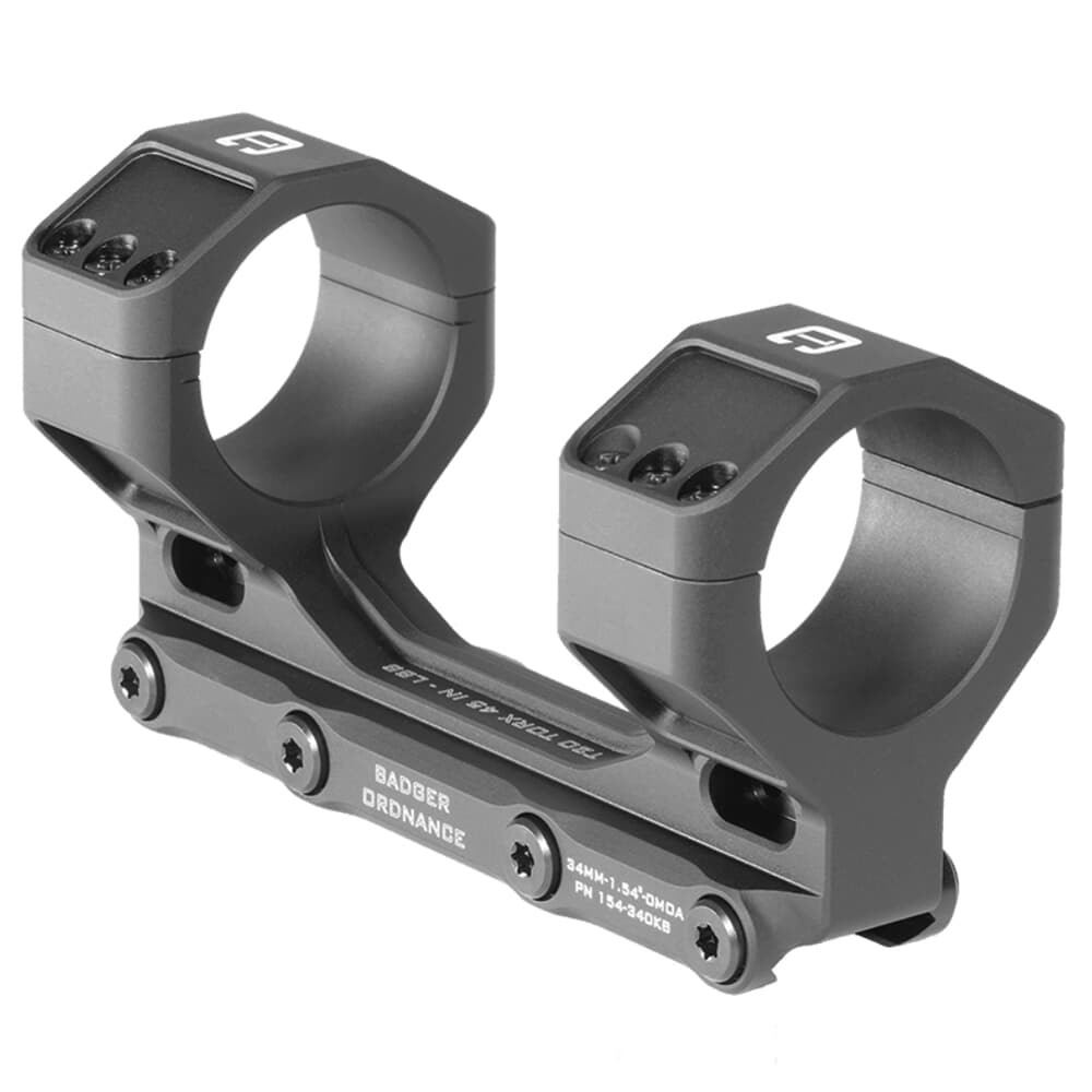Badger Ordnance C.O.M.M. MAX 34mm 1.54&quot; 0MOA Black Scope Mount 154-340KB