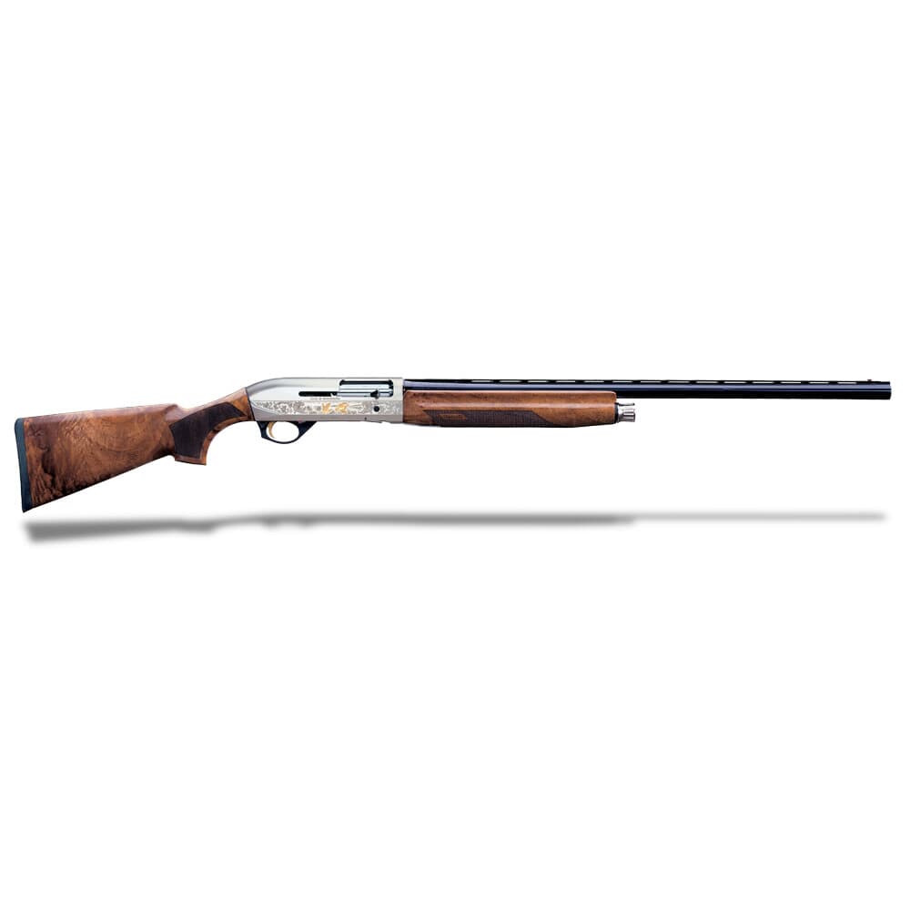 Benelli Montefeltro 12GA 3&quot; 28&quot; Silver AA-Grade Satin Walnut, Nickel/blue Etched Game Scenes 4+1 Semi-Auto Shotgun 10850