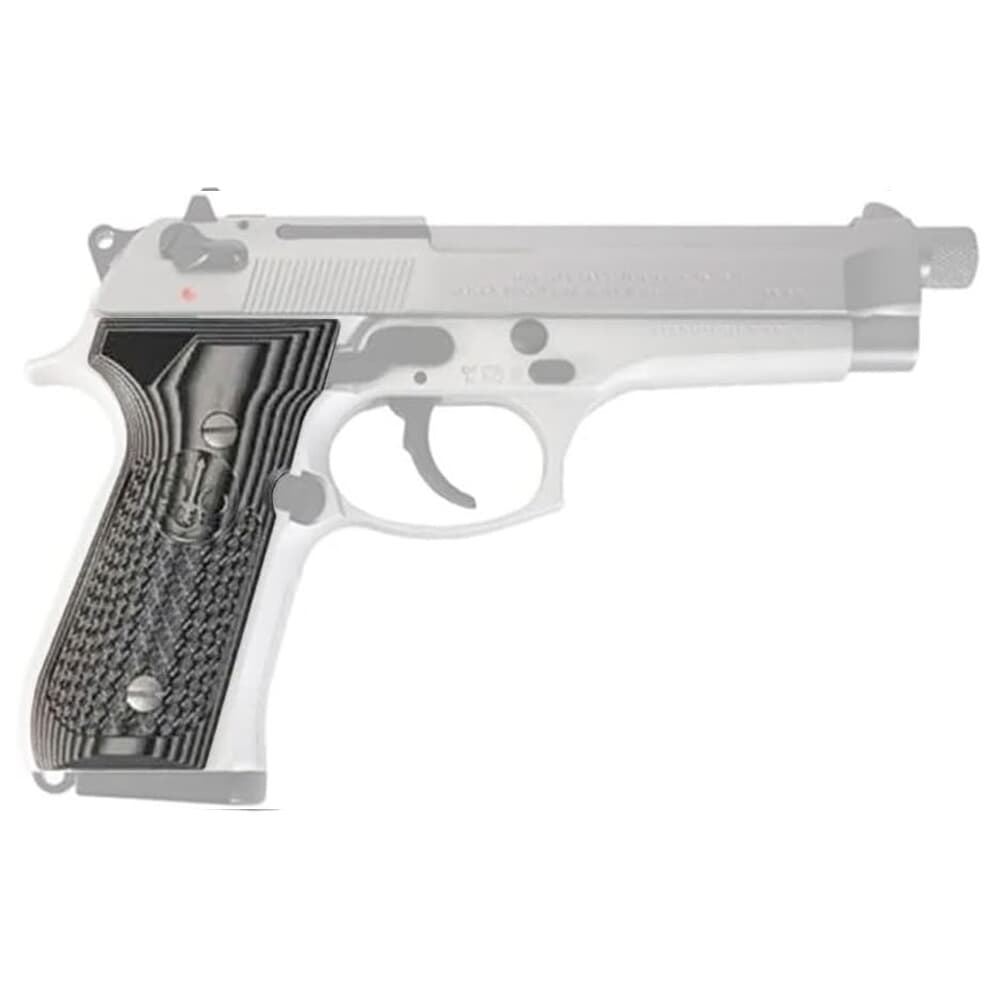 Beretta 92 Full Size G10 Black &amp; Grey Grips BER-006-BG-R