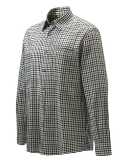 Beretta Wood Plain Collar Shirt Ecru Check X Large LU801T1645011FXL