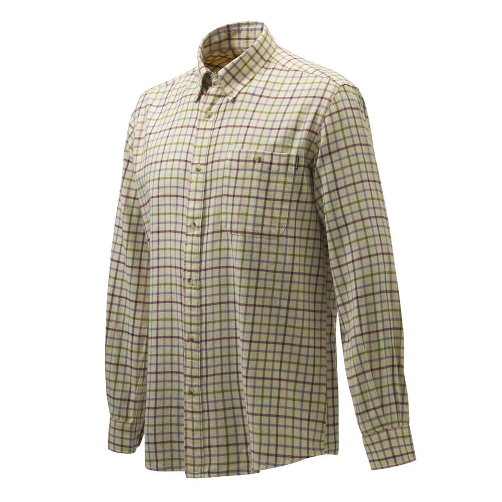 Beretta Wood Flannel Button-Down Shirt Beige Check X Large LUA10T1644011XXL