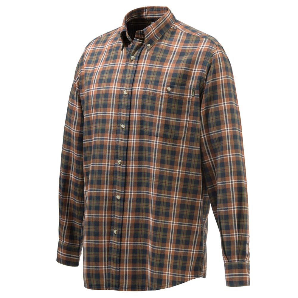 Beretta Wood Flannel Button-Down Shirt Tobacco Small LUA10T2130080KS