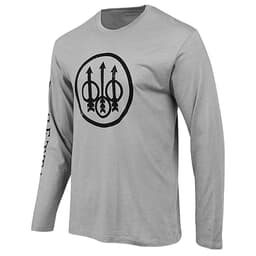 Beretta Trident Logo Long Sleeve T-Shirt Stone Heather Small TS229T1890096BS
