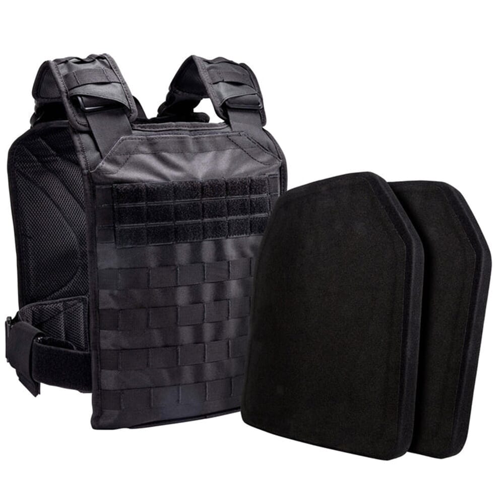 BulletSafe Black Tactical Plate Carrier Kit w/(2) Level IV Plates BS54004B-K