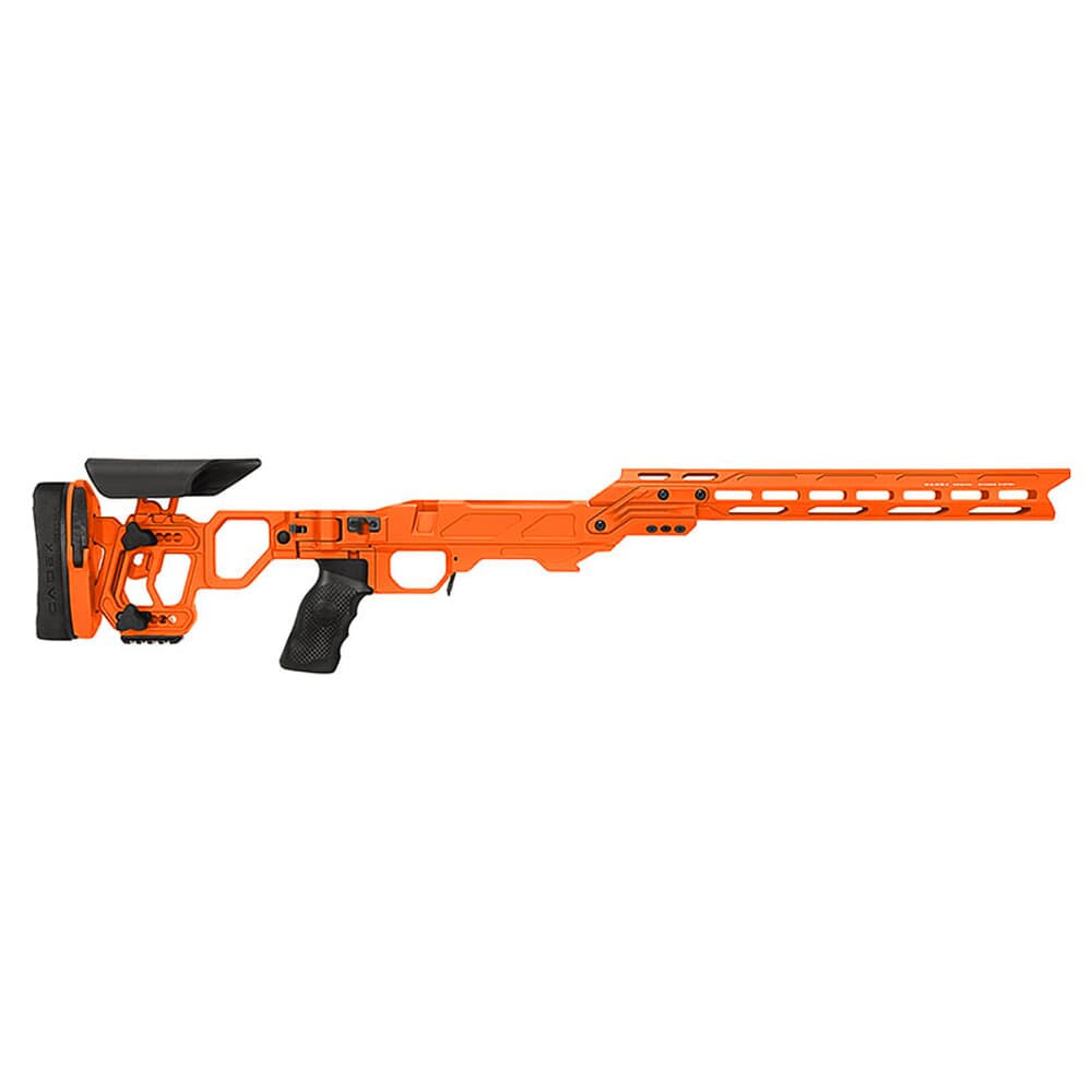 Cadex Defense Lite Competition M-LOK Rem 700 SA DSSF Mag Type 3.055&quot; Orange Skeleton Folding Chassis STKLCP-REM-RH-SA-SNAB-BLK