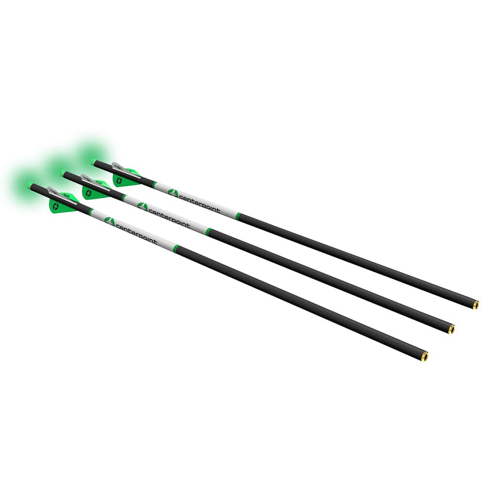 Centerpoint Premium .003 20&quot; 400gr Carbon Crossbow Arrows w/Green LED Half Moon Lighted Nocks 3pk AXCCA203PK