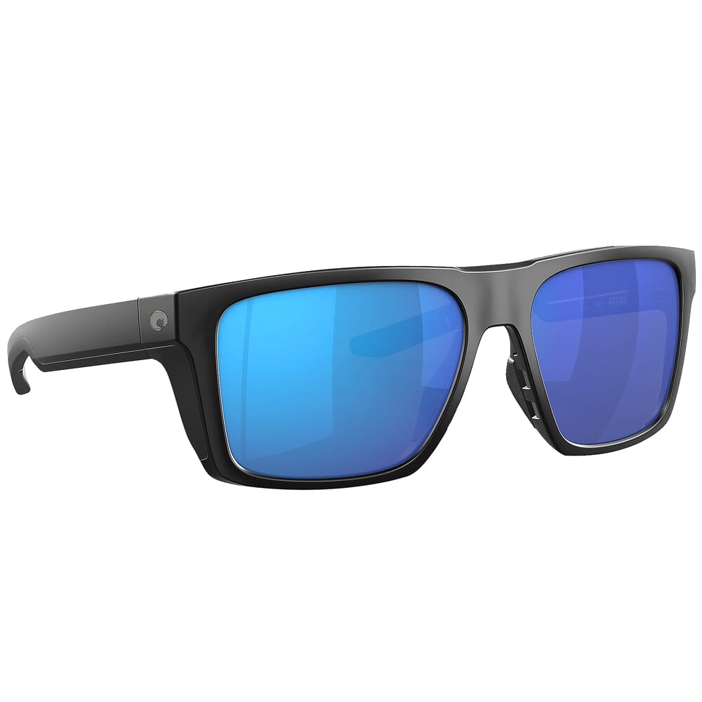 Costa Lido Matte Black Sunglasses w/Blue Mirror 580G Lenses 06S9104-91040157