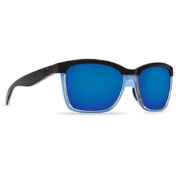 Costa Anaa Shiny Black/Crystal/Lt Blue Frame Sunglasses w/ Blue Mirror 580P Lenses ANA-97-OBMP