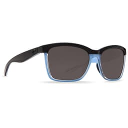 Costa Anaa Shiny Black/Crystal/Lt Blue Frame Sunglasses w/ Gray 580P Lenses ANA-97-OGP
