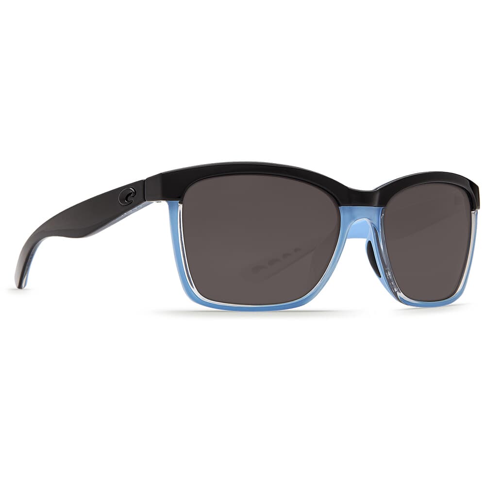 Costa Anaa Shiny Black/Crystal/Lt Blue Frame Sunglasses w/ Gray 580P Lenses ANA-97-OGP