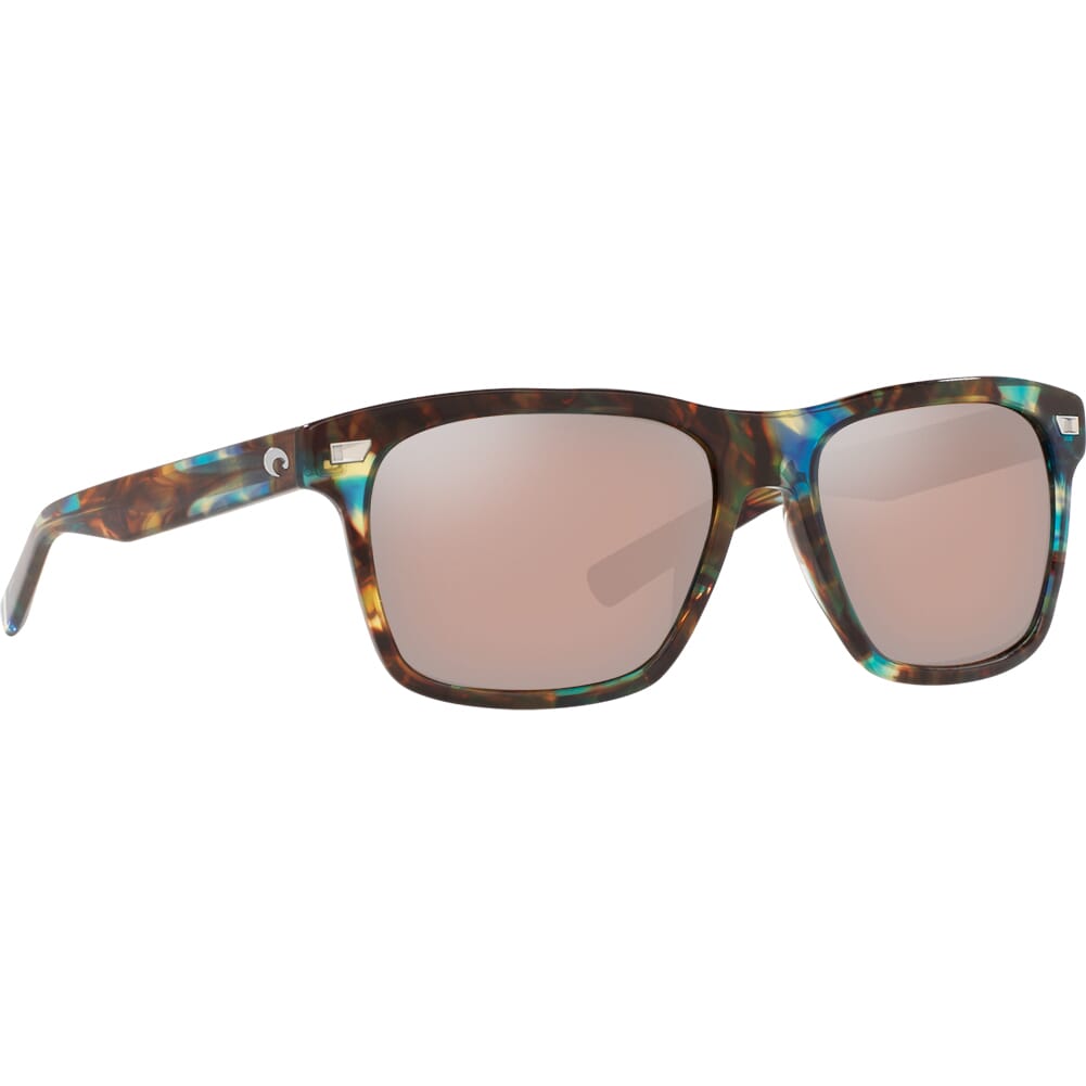 Costa Aransas Shiny Ocean Tortoise Frame Sunglasses w/ Copper Silver Mirror 580G Lenses ARA-204-OCGLP