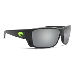 Costa Cat Cay Matte Black w/Green Logo Frame Sunglasses w/ Gray Silver Mirror 580G Lenses AT-200-OSGGLP