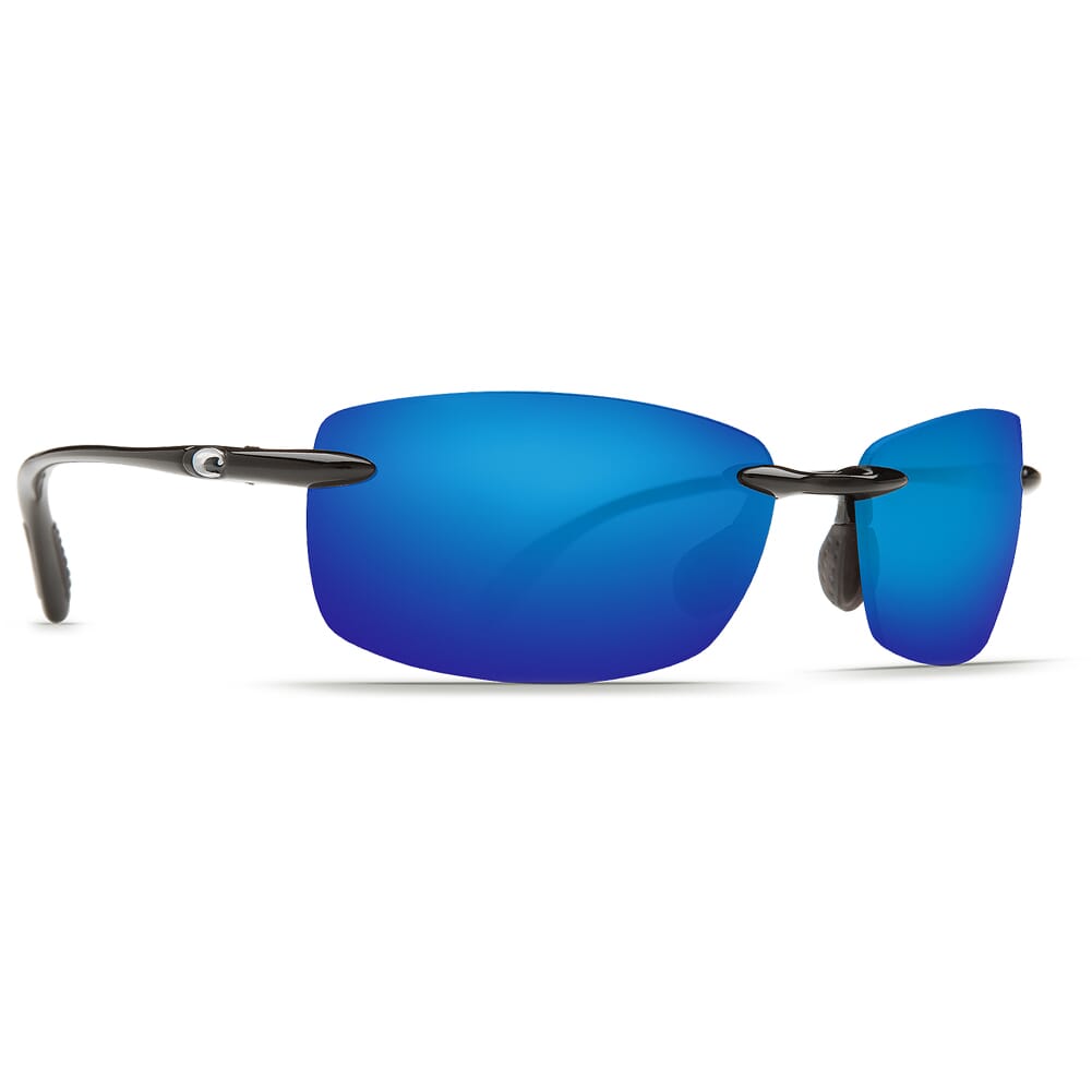 Costa Ballast Shiny Black Frame Sunglasses w/ Blue Mirror 580P C-Mate 1.50 Lenses BA-11-OBMP-1.50