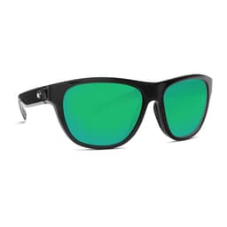 Costa Bayside Shiny Black Frame Sunglasses w/ Green Mirror 580G Lenses BAY-11-OGMGLP