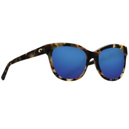 Costa Bimini Shiny Vintage Tortoise Frame Sunglasses w/ Blue Mirror 580G Lenses BIM-241-OBMGLP