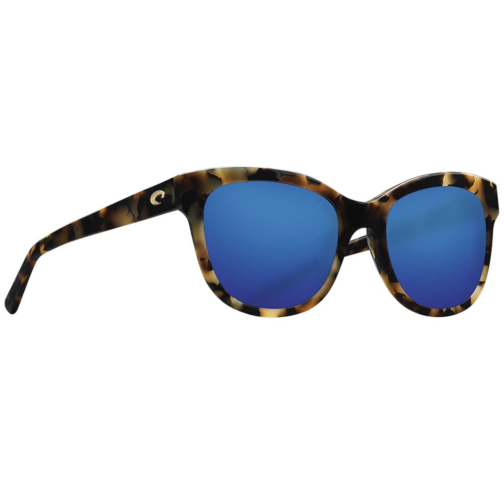 Costa Bimini Shiny Vintage Tortoise Frame Sunglasses w/ Blue Mirror 580G Lenses BIM-241-OBMGLP