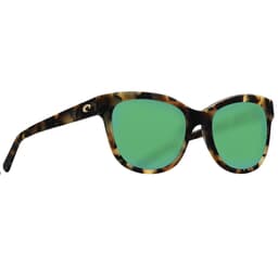 Costa Bimini Shiny Vintage Tortoise Frame Sunglasses w/ Green Mirror 580G Lenses BIM-241-OGMGLP