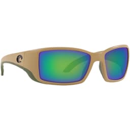 Costa Blackfin Sand Frame Sunglasses w/ Green Mirror 580G Lenses BL-248-OGMGLP