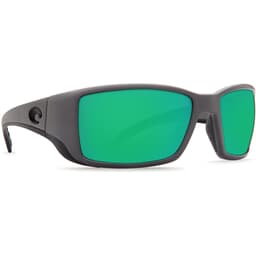 Costa Blackfin Matte Gray Frame Sunglasses w/ Green Mirror 580P Lenses BL-98-OGMP