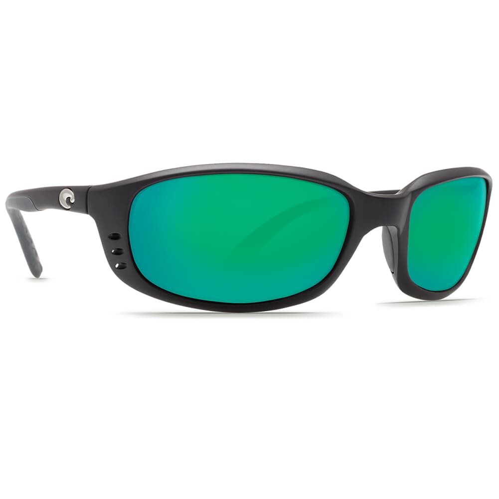 Costa Brine Matte Black Frame Sunglasses w/ Green Mirror 580G Lenses BR-11-OGMGLP