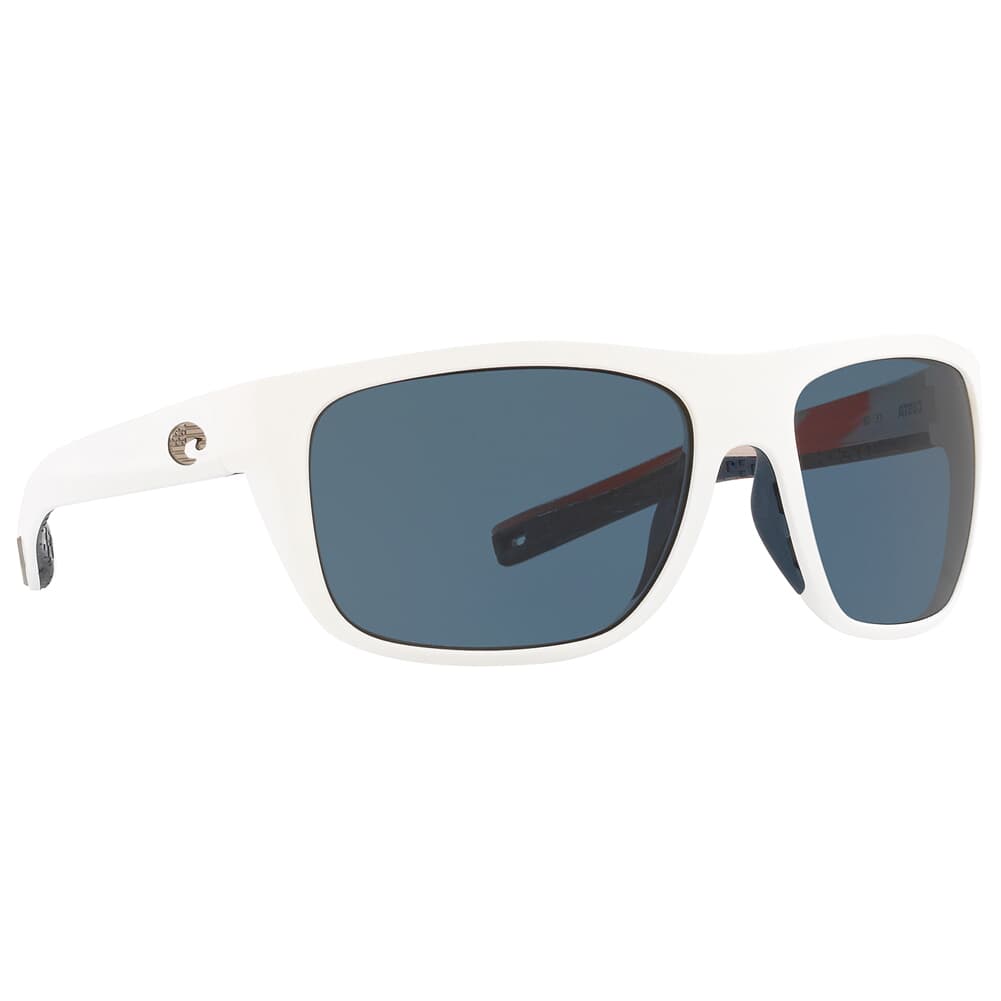 Costa Broadbill Matte USA White Frame Sunglasses w/ Gray 580P Lenses BRB-411-OGP