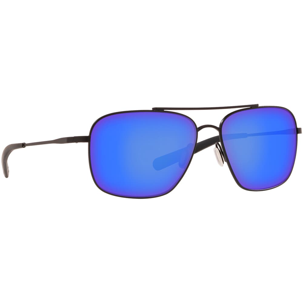 Costa Canaveral Satin Black Frame Sunglasses w/ Blue Mirror 580G Lenses CAN-101-OBMGLP