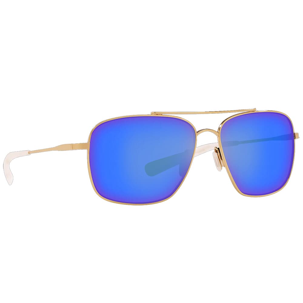Costa Canaveral Shiny Gold Frame Sunglasses w/ Blue Mirror 580G Lenses CAN-126-OBMGLP