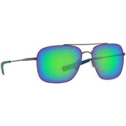 Costa Canaveral Brushed Gray Frame Sunglasses w/ Green Mirror 580P Lenses CAN-185-OGMP