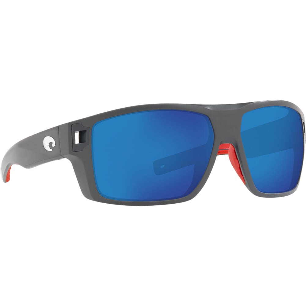 Costa Diego Matte USA Gray Frame Sunglasses w/ Blue Mirror 580G Lenses DGO-407-OBMGLP