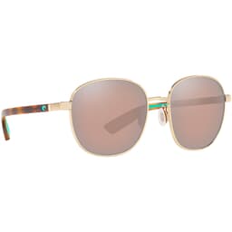 Costa Egret Shiny Gold Sunglasses w/ Copper Silver Mirror 580P Lenses EGR-296-OSCP