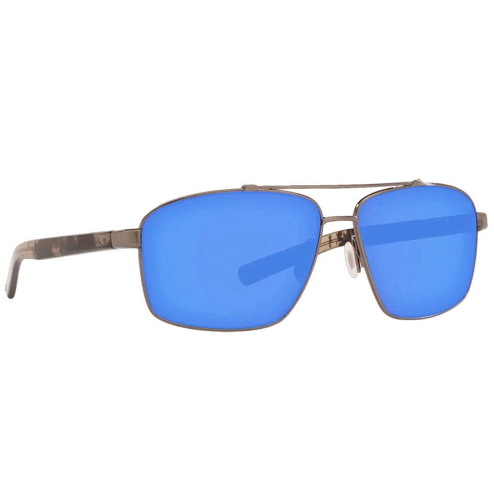 Costa Flagler Brushed Gunmetal Frame Sunglasses w/ Blue Mirror 580P Lenses FLG-186-OBMP