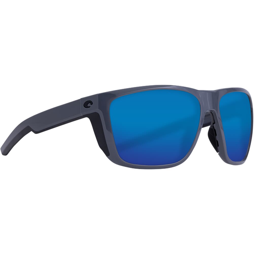 Costa Ferg Shiny Gray Sunglasses w/ Blue Mirror 580P Lenses FRG-298-OBMP