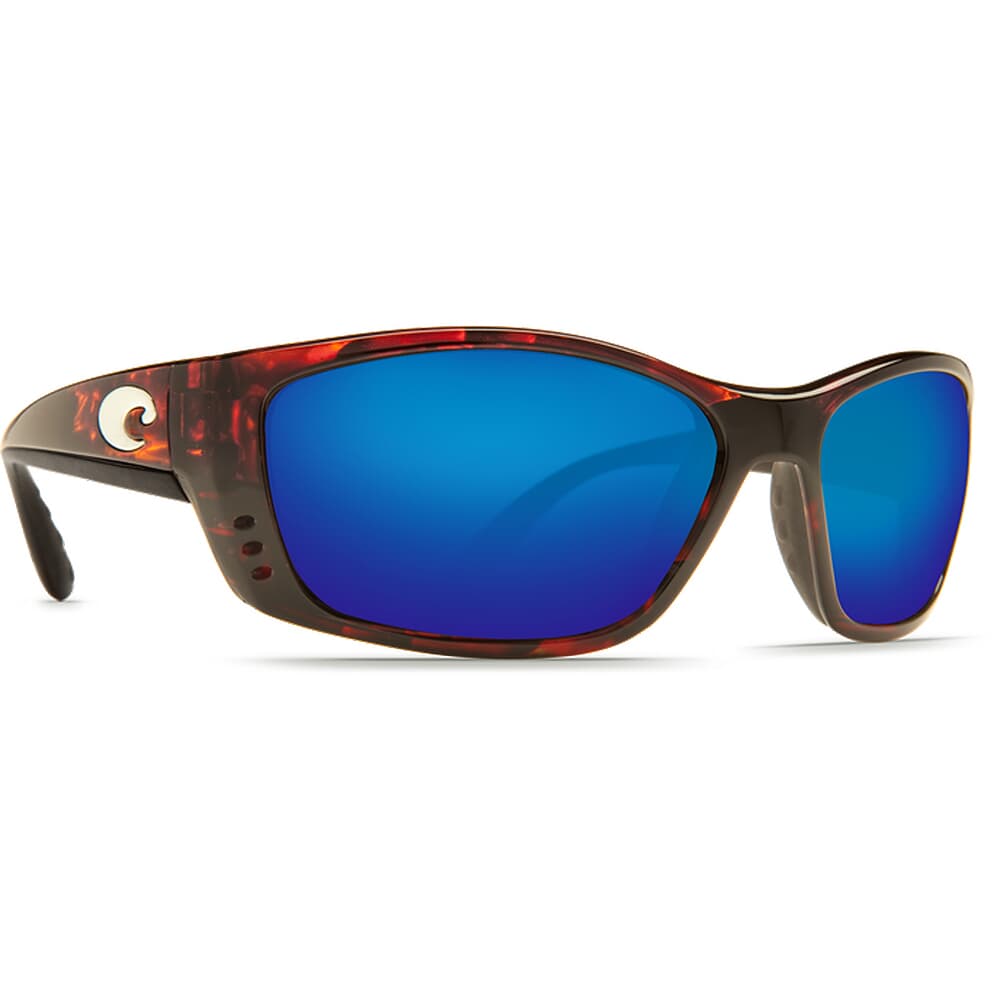 Costa Fisch Tortoise Global Fit Frame Sunglasses w/ Blue Mirror 580P Lenses FS-10GF-OBMP