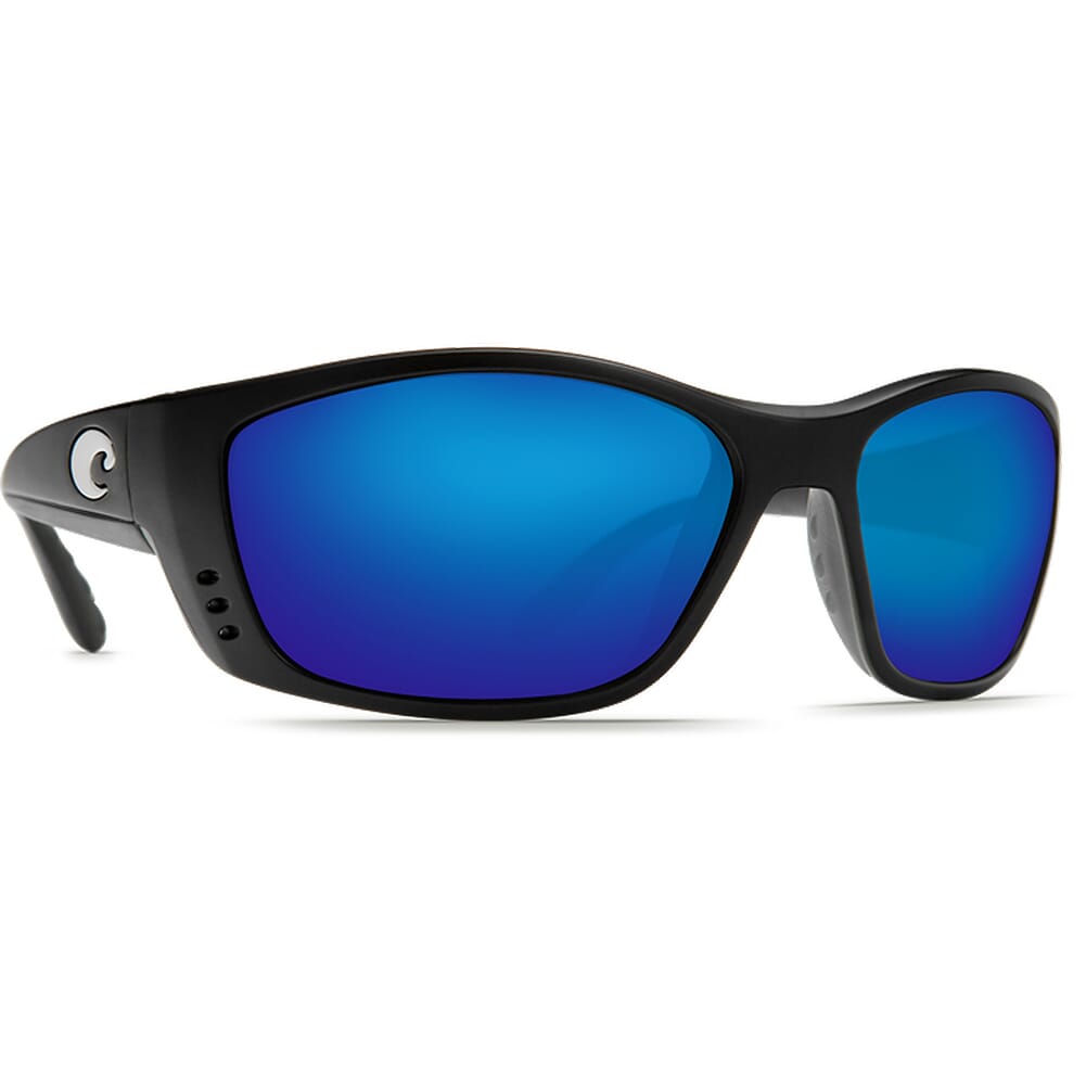 Costa Fisch Matte Black Frame Sunglasses w/ Blue Mirror 580P C-Mate 1.50 Lenses FS-11-OBMP-1.50