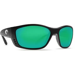 Costa Fisch Matte Black Global Fit Frame Sunglasses w/ Green Mirror 580P Lenses FS-11GF-OGMP