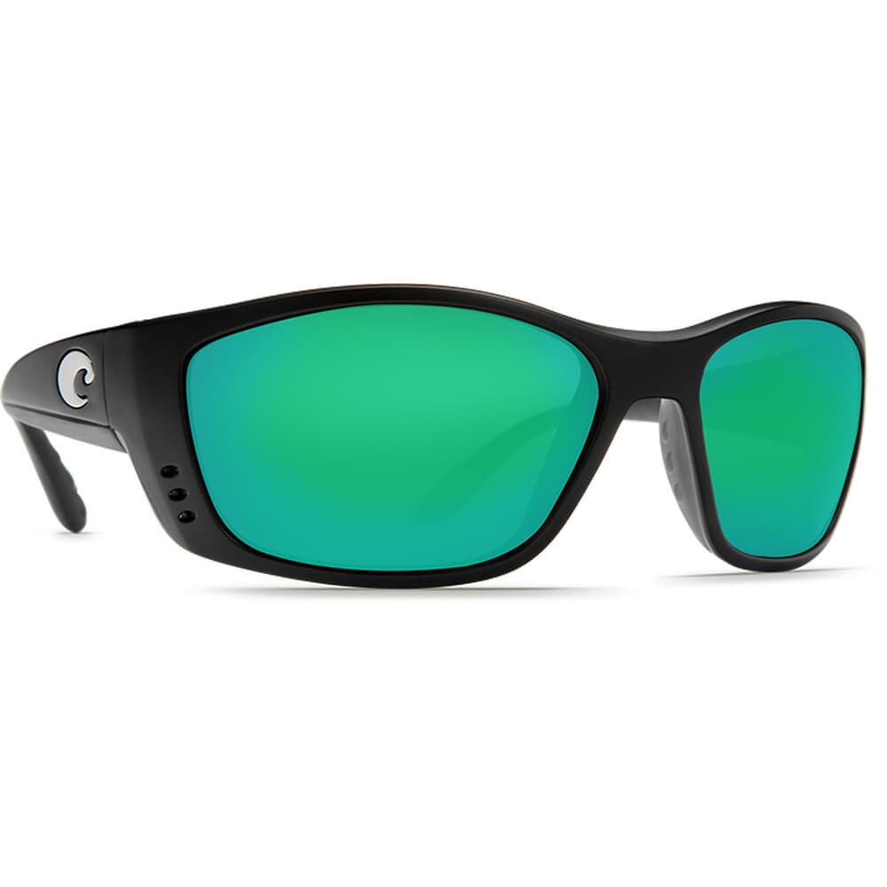 Costa Fisch Matte Black Global Fit Frame Sunglasses w/ Green Mirror 580P Lenses FS-11GF-OGMP