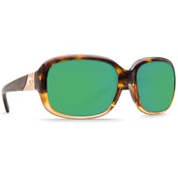 Costa Gannet Shiny Tortoise Fade Frame Sunglasses w/ Green Mirror 580P Lenses GNT-120-OGMP
