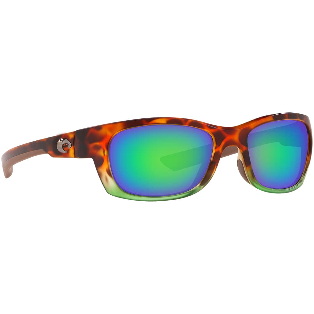 Costa Trevally Matte Tortuga Fade Frame Sunglasses w/ Green Mirror 580P Lenses GT-77-OGMP