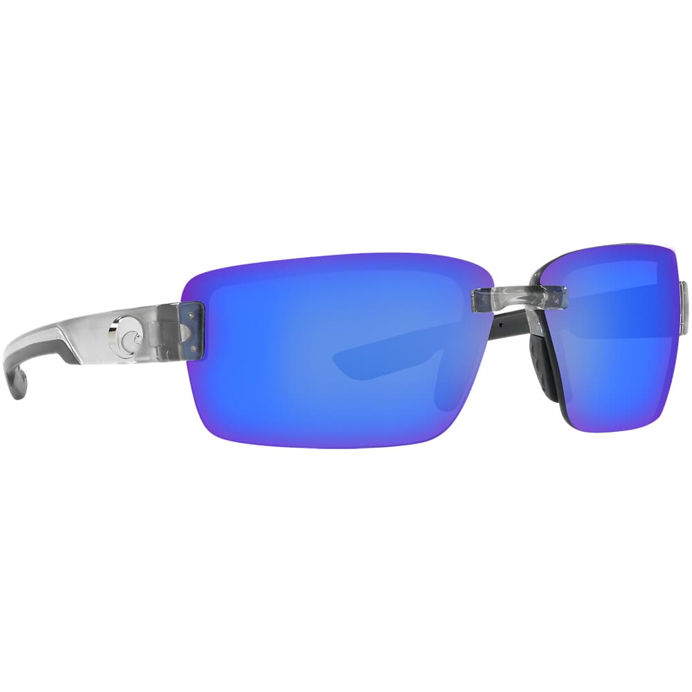Costa Galveston Silver Frame Sunglasses w/ Blue Mirror 580P Lenses GV-18-OBMP