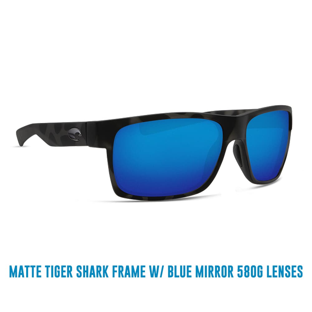 Costa Half Moon - Ocearch Ocearch Matte Tiger Shark Frame Sunglasses w/ Blue Mirror 580G Lenses HFM-140OC-OBMGLP