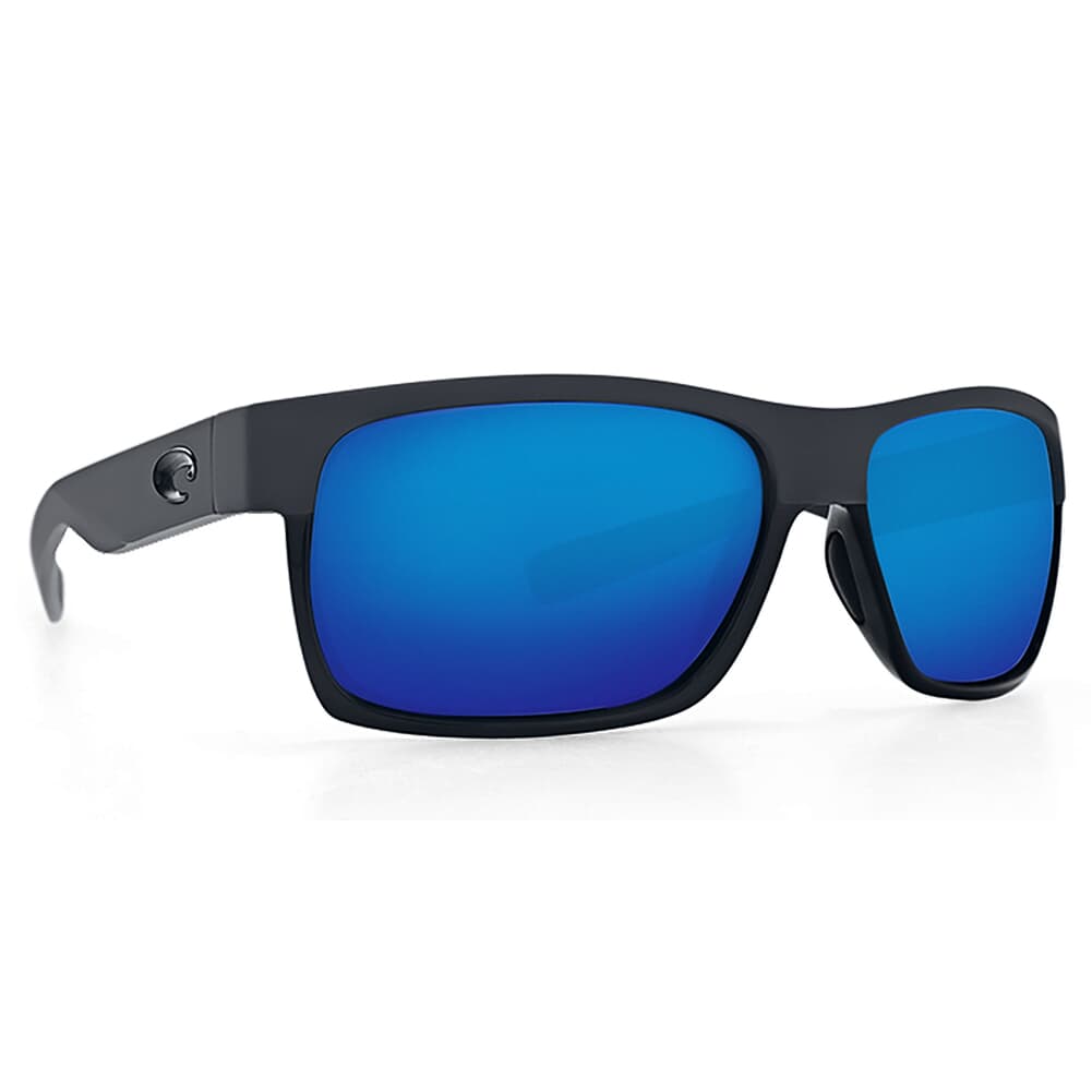 Costa Half Moon Shiny Black/Matte Black Frame Sunglasses w/Blue Mirror 580P Lenses 06S9026-90260460