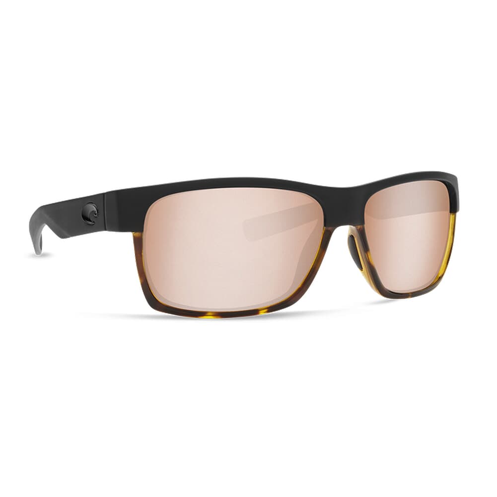 Costa Half Moon Matte Black/Shiny Tortoise Frame Sunglasses w/ Copper Silver Mirror 580P Lenses HFM-181-OSCP