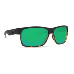 Costa Half Moon Matte Black/Shiny Tortoise Frame Sunglasses w/ Green Mirror 580P Lenses HFM-181-OGMP