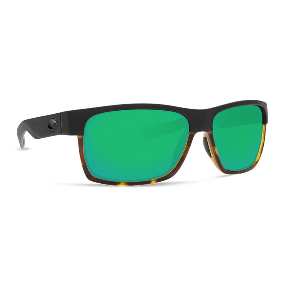 Costa Half Moon Matte Black/Shiny Tortoise Frame Sunglasses w/ Green Mirror 580P Lenses HFM-181-OGMP