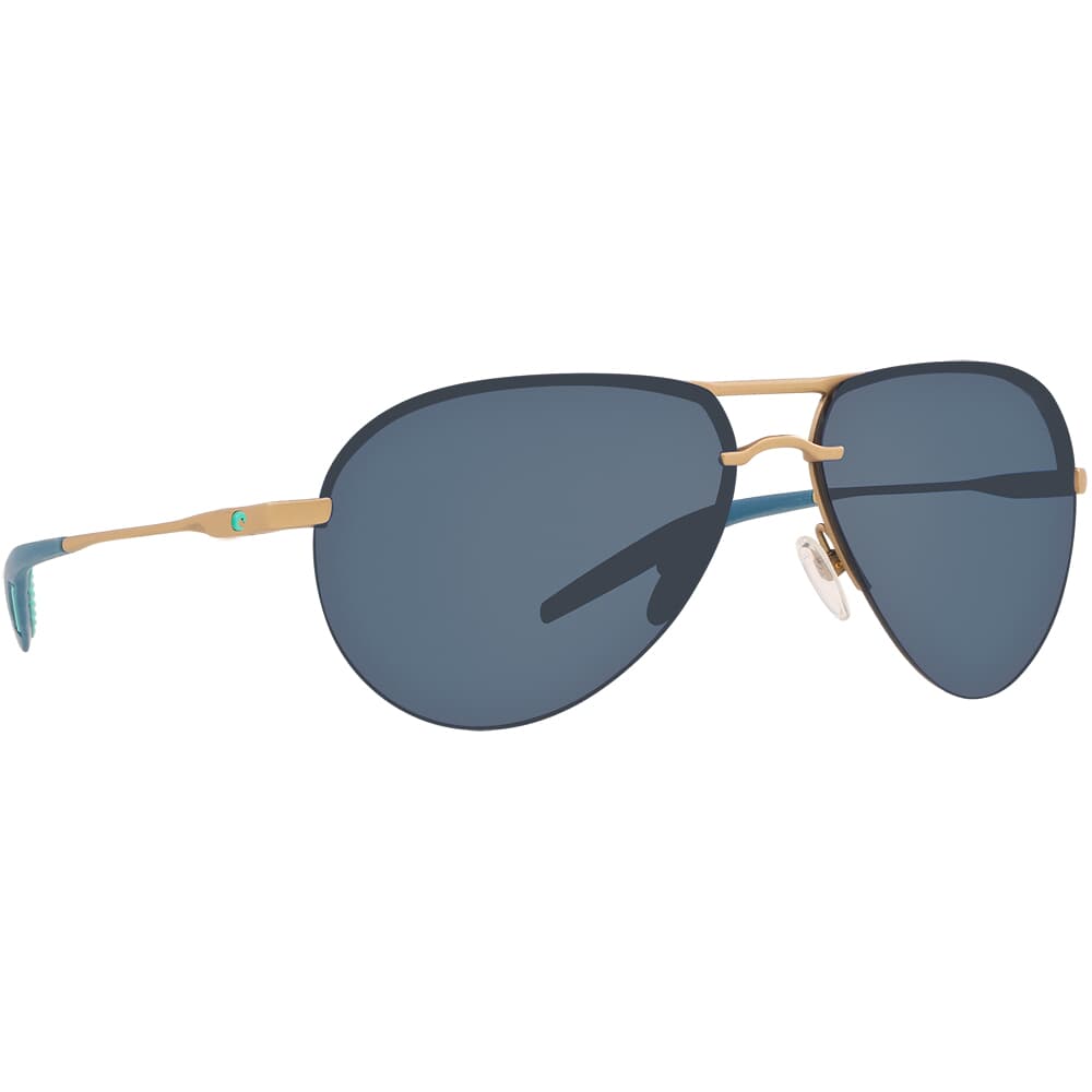 Costa Helo Matte Champagne + Deep Blue/Turquoise Sunglasses w/ Gray 580P Lenses HLO-243-OGP