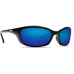 Costa Harpoon Shiny Black Frame Sunglasses w/ Blue Mirror 580P Lenses HR-11-OBMP