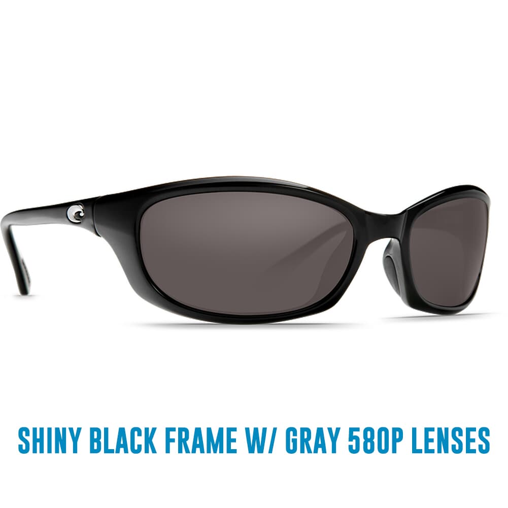 Costa Harpoon Shiny Black Frame Sunglasses w/ Gray 580P Lenses HR-11-OGP