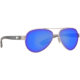 Costa Loreto Ocearch Brushed Silver w/Gray Crystal Temples Sunglasses w/ Blue Mirror 580G Lenses LR-278OC-OBMGLP