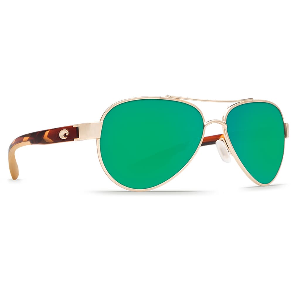 Costa Loreto Rose Gold Frame w/Tortoise Temples Frame Sunglasses w/Green Mirror 580P Lenses 06S4006-40061156